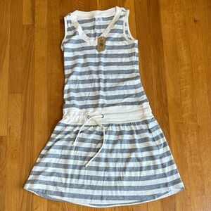 Maks activewear women’s grey and ivory striped drawstring sleeveless dress